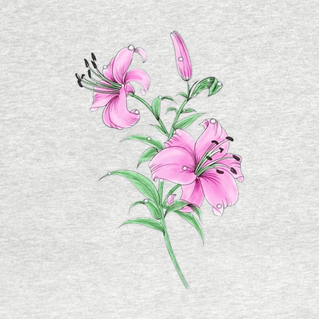 Pink Lilies by MaraiM